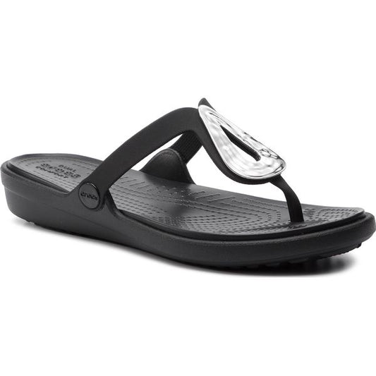 Crocs Footwear Women Lifestyle 205582-01V Sanrah Liquid Metallic Flip Black