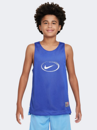تيشيرت كرة سلة أولاد Nike C O B Reversible أزرق ملكي/أزرق/أبيض
