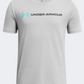 Under Armour Logo Wordmark Boys Training T-Shirt Grey Heather/Black