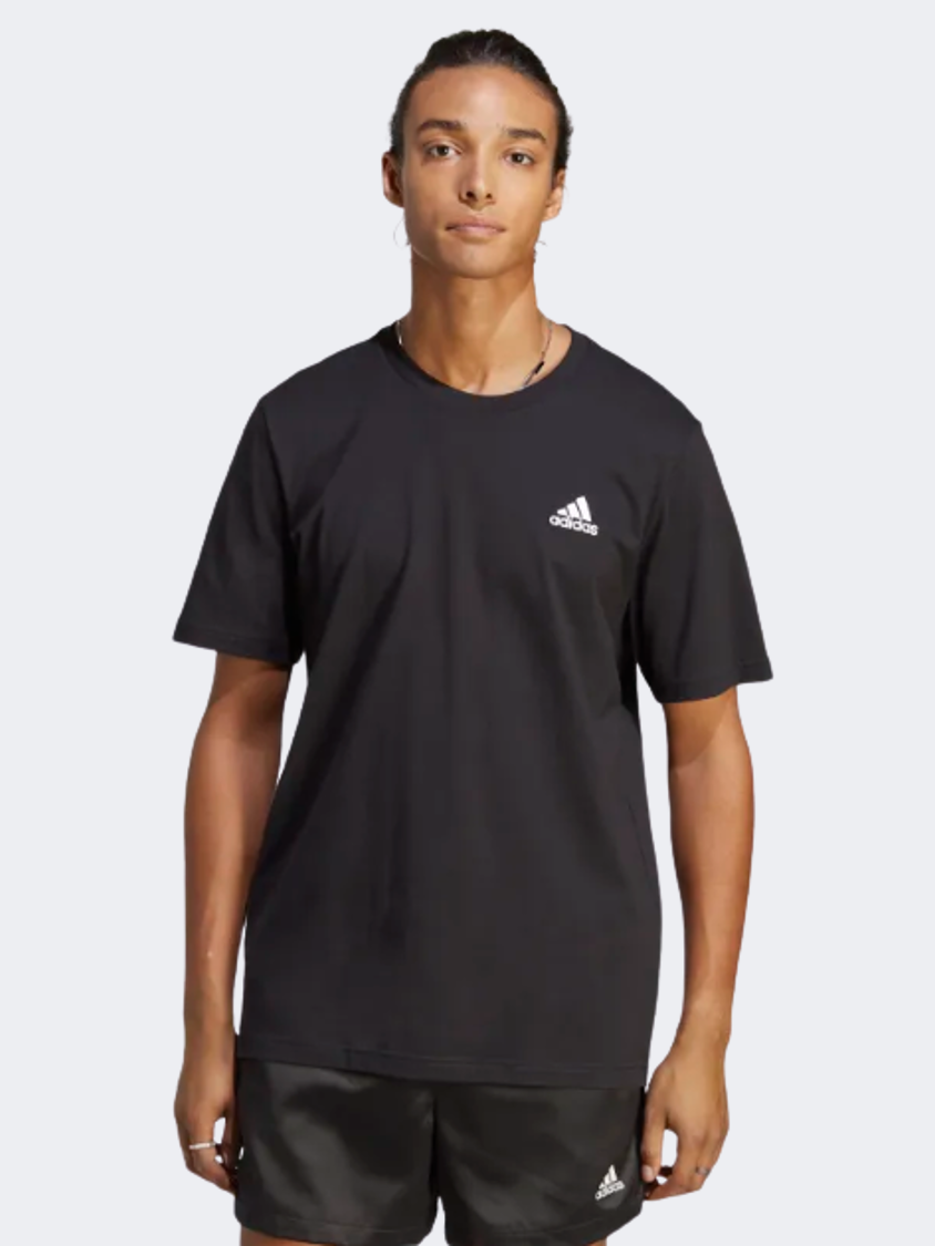 Adidas Essentials Single Jersey Embroidered Small Logo Men Sportswear T-Shirt Black