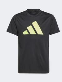 Adidas Essential Logo Boys Training T-Shirt Black/Lemon