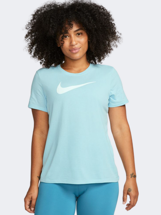 Nike Dri-Fit Swoosh Women Training T-Shirt Light Blue