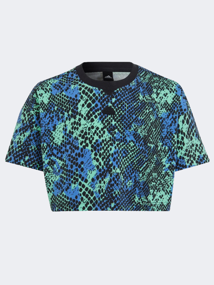 Adidas Future Icons Allover Print Girls Sportswear T-Shirt Multicolor