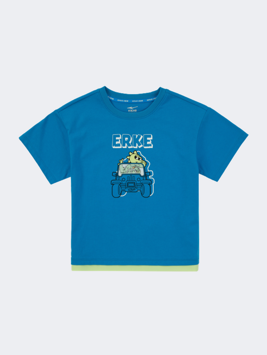 Erke Crew Neck Little-Boys Lifestyle T-Shirt Blue