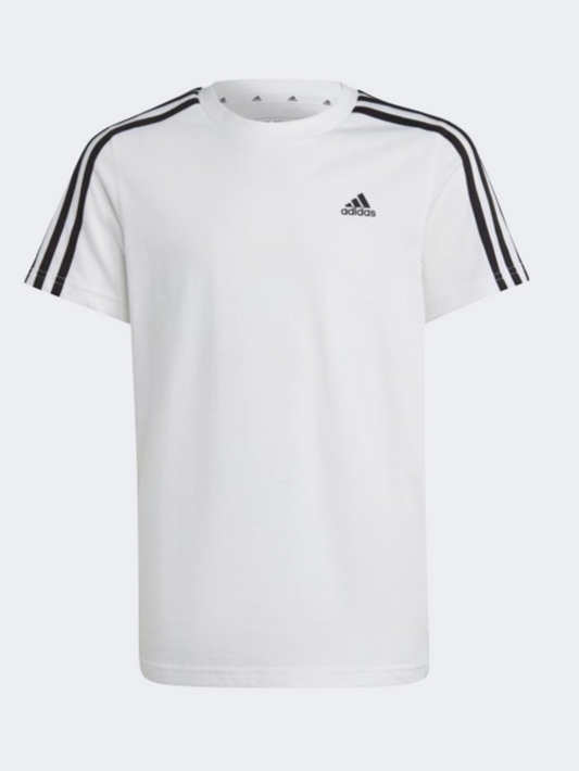 Adidas Essentials 3 Stripes Kids Unisex Sportswear T-Shirt White/Black