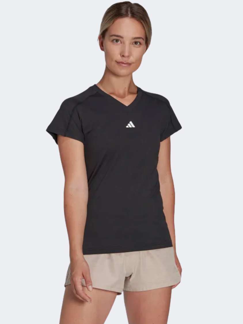 Adidas Aeroready Train Essentials Minimal Branding V-Neck Women Training T-Shirt Black