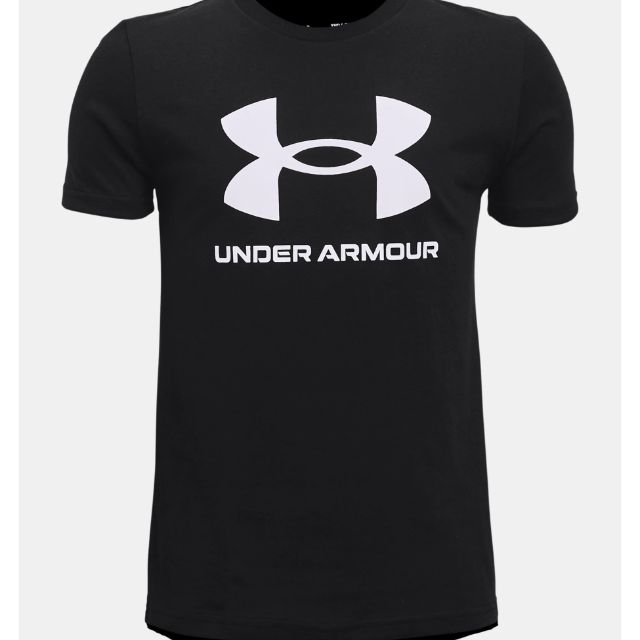 Under Armour Sportstyle Logo Boys Training T-Shirt Black/White
