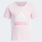 Adidas Badge Of Sport Logo Girls Sportswear T-Shirt Pink/White