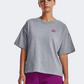 Under Armour Logo Lc Oversized Heavyweight Women Training TShirt Steel Light/Magenta
