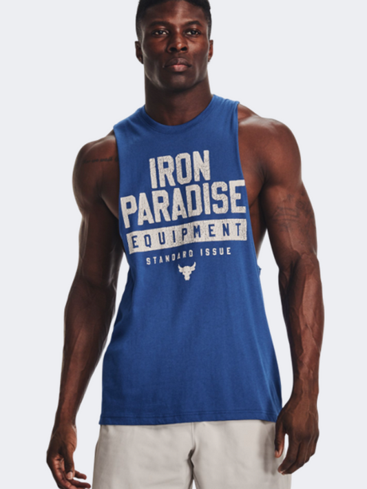 Under Armour Project Rock Iron Muscle Men Training Tank Blue/Grey