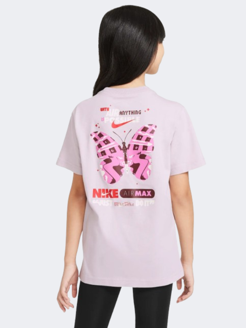 Nike Boy Max Butterfly Girls Lifestyle T-Shirt Platinum Violet