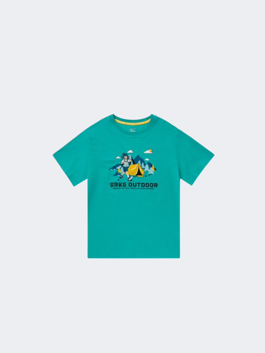 Erke Crew Neck Kids-Boys Lifestyle T-Shirt Green