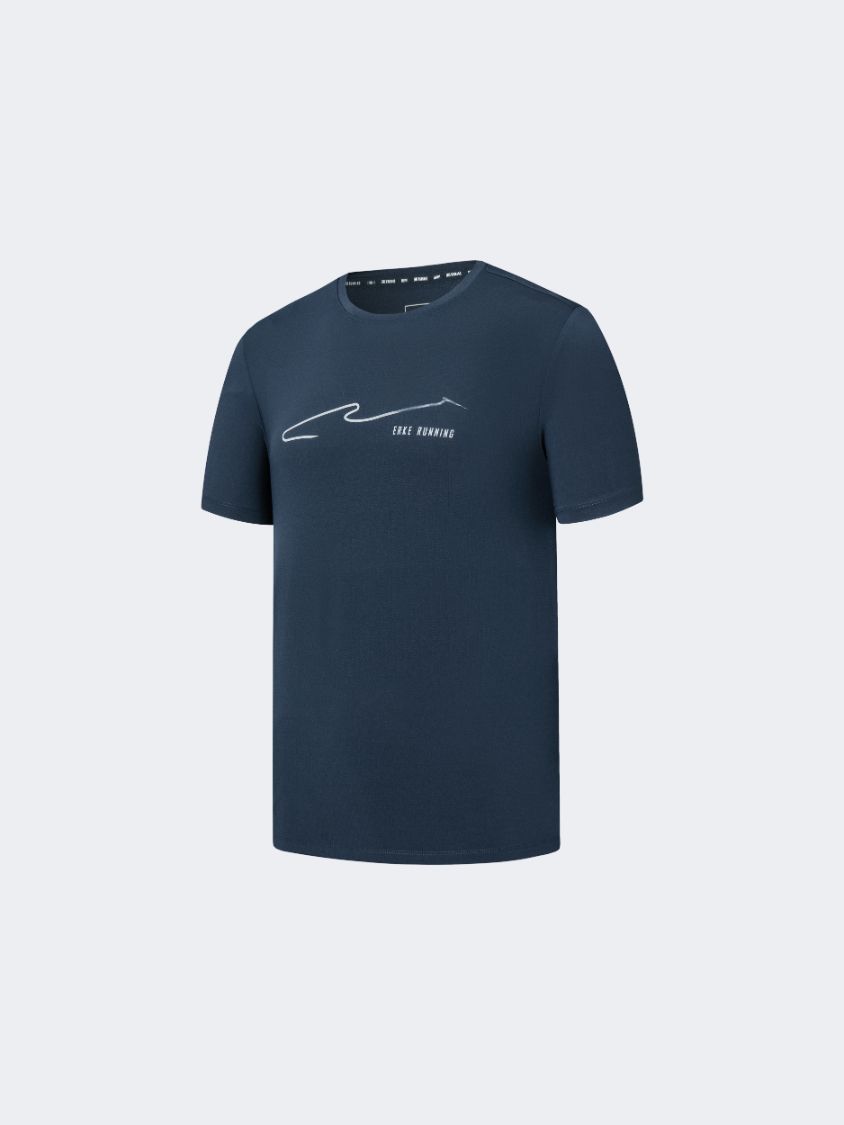 Erke Crew Men Running T-Shirt Dark Blue