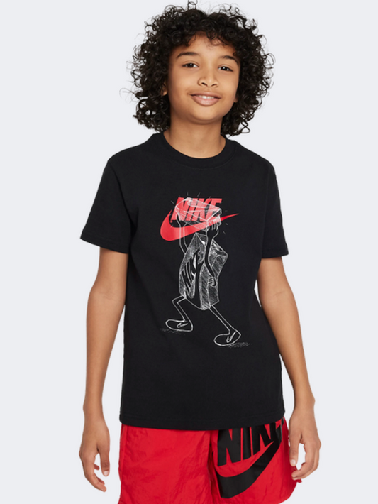 Nike Boxy Boys Lifestyle T-Shirt Black/Red/White