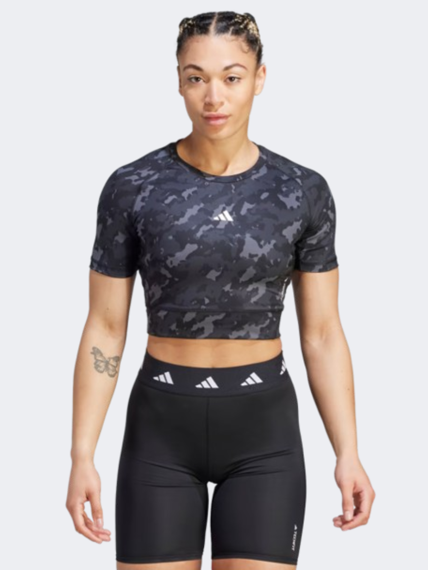 Adidas Tf Print  Women Training T-Shirt Black/Carbon