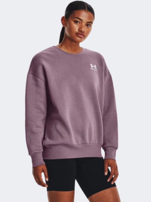 Under Armour Essential Fleece Women Lifestyle Sweatshirt Misty Purple/White