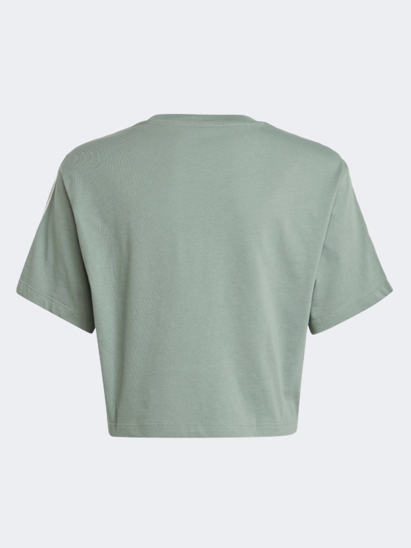 Adidas Animal Print Crop Gs-Girls Original T-Shirt Silver Green