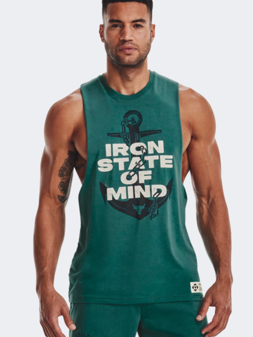 Under Armour Project Rock Iron Muscle Men Training Tank Teal