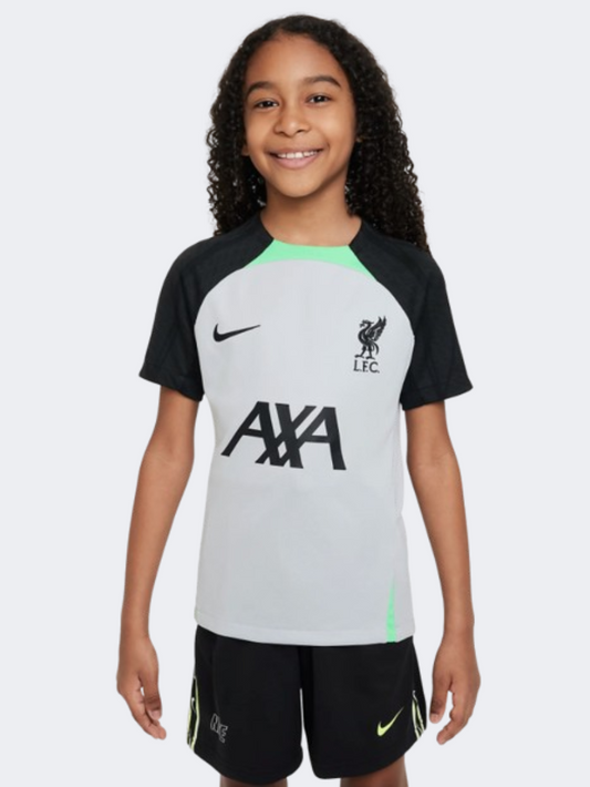 Nike Liverpool Fc Strike Boys Football T-Shirt Grey/Green/Black