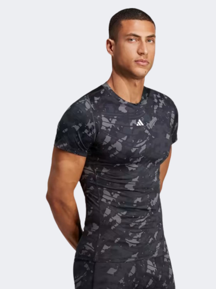 Adidas Techfit Aop Men Training T-Shirt Black/Print