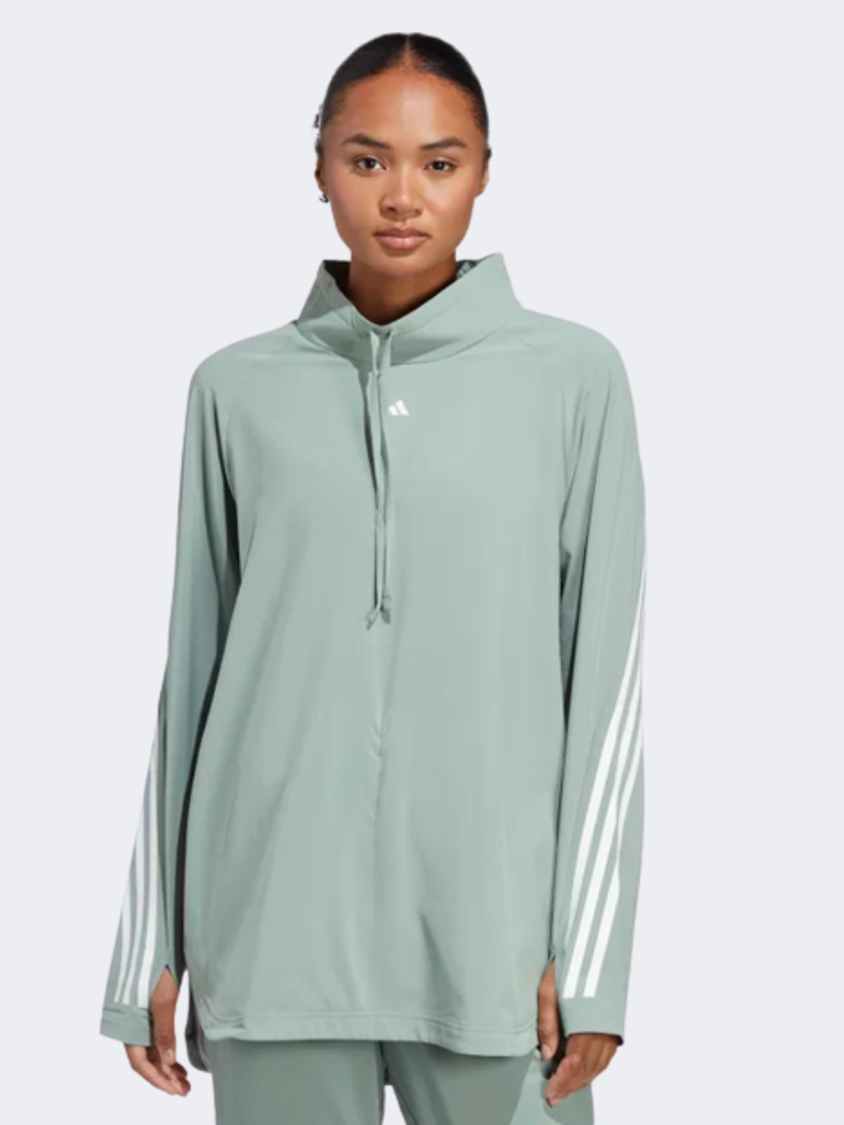 Adidas Train Icons Full-Cover Women Training Long Sleeve Silver Green