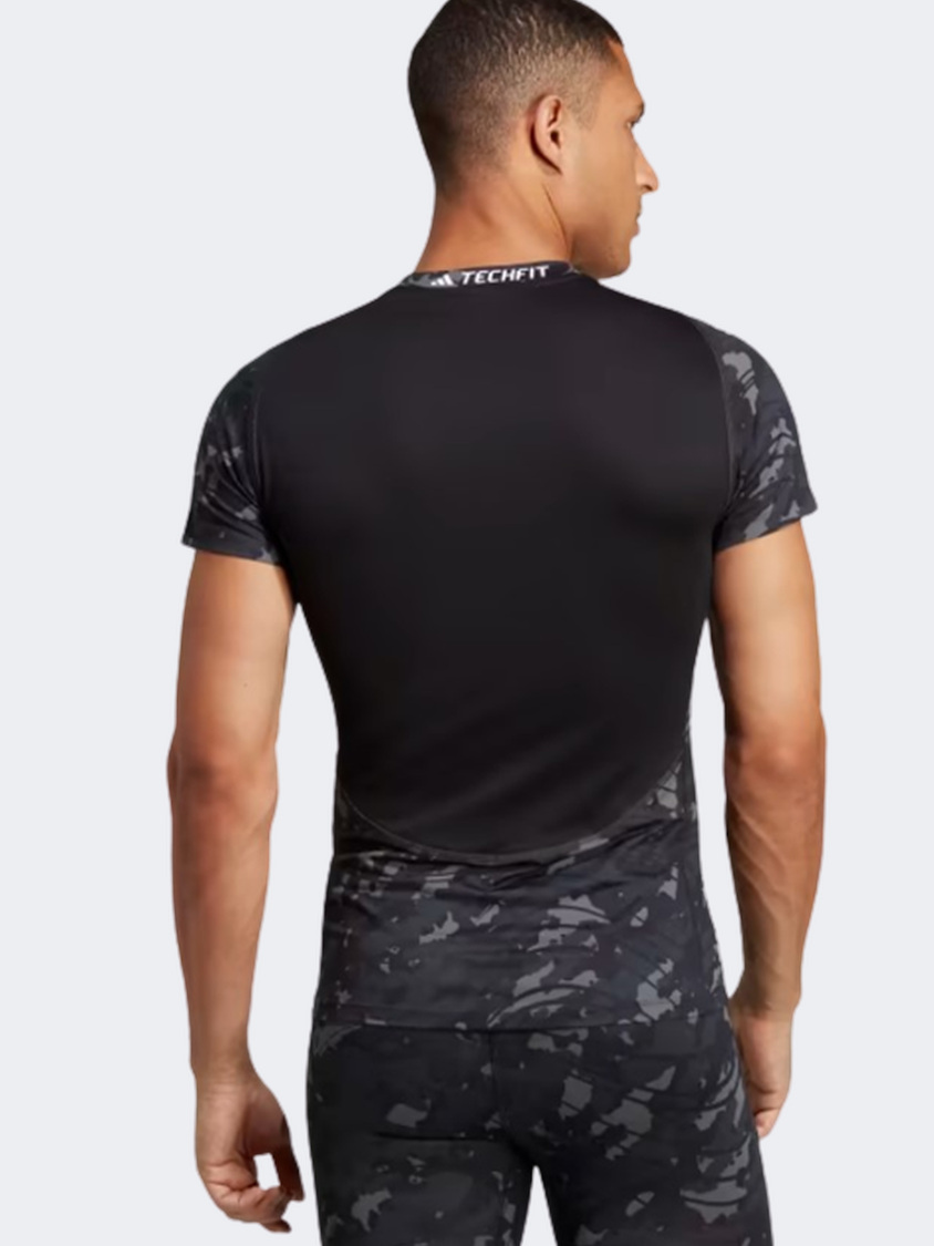 Adidas Techfit Aop Men Training T-Shirt Black/Print