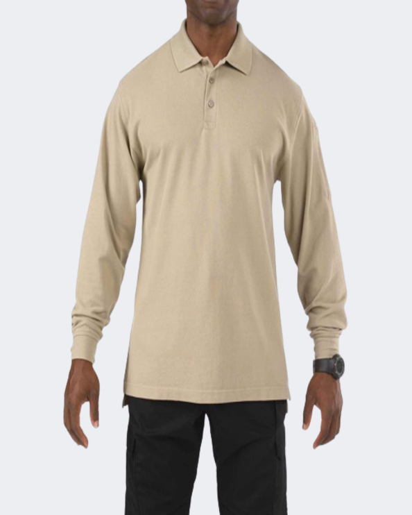 5-11 Brand Professional Men Tactical Polo Long Sleeve Khaki