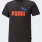 Puma Essentials+ Two-Tone Logo Boys Lifestyle T-Shirt Black