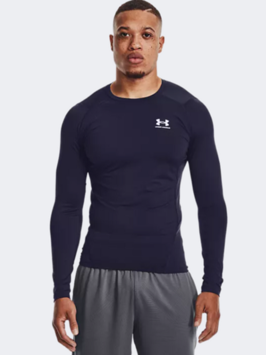 Under Armour Heatgear Men Training Long Sleeve Midnight Navy/White