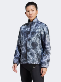جاكيت جري نسائي Adidas Own The Run All Over Print أبيض/أسود/رمادي