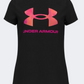 Under Armour Tech Print Girls Training T-Shirt Black/Rebel Pink