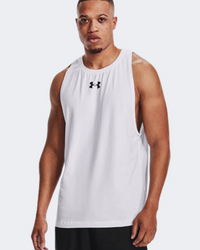 توب كرة سلة قطني رجالي Under Armour Baseline أبيض/أسود
