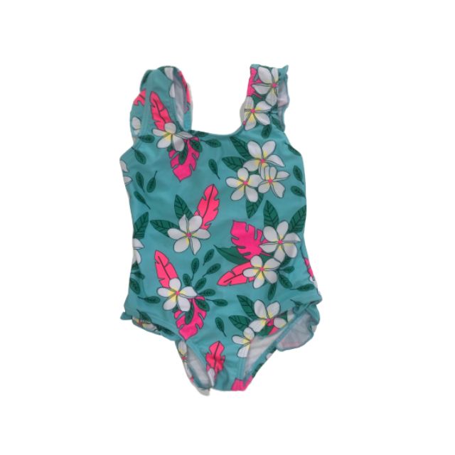 Topten One Piece Flowers Girls Beach Monokini Turquoise Fg212