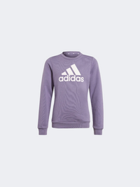 Adidas إسينشالز بيغ لوجو بنات أطفال سويت شيرت ملابس رياضية بنفسجي شادو/وردي