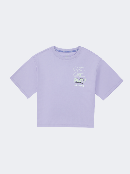 Erke Crew Neck Kids-Girls Lifestyle T-Shirt Purple
