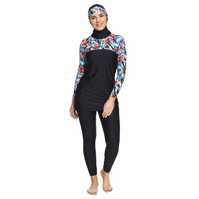 Zoggs Hybrid Tropics Modesty Suit Women Swim Monokini Black/Multicolor 2053200