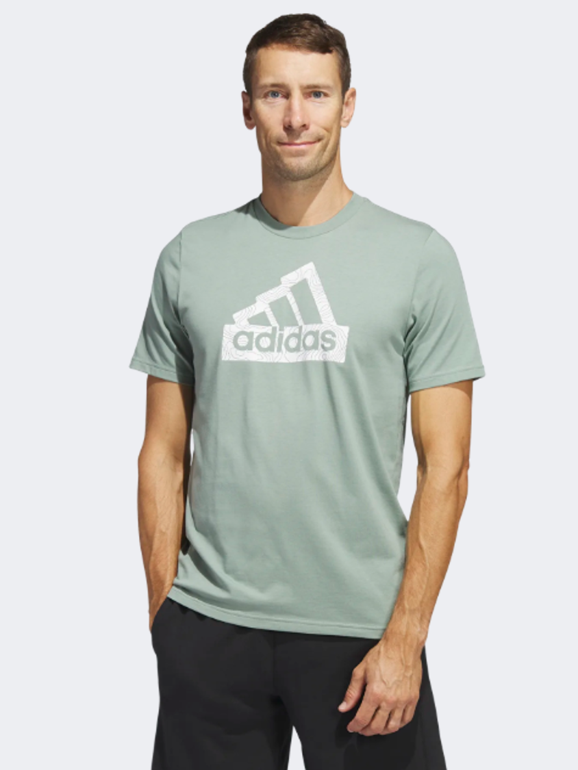 Adidas City Escape Graphic Men Sportswear T-Shirt Silver Green