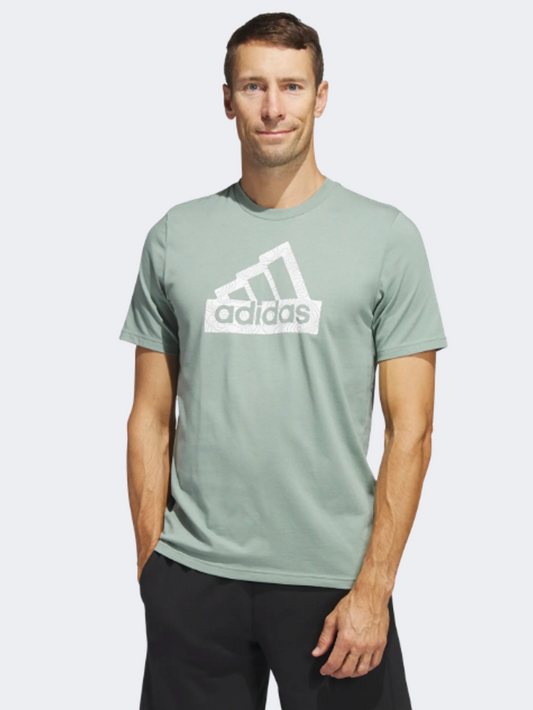 Adidas City Escape Graphic Men Sportswear T-Shirt Silver Green