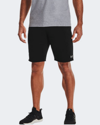Under Armour بروجيكت روك تيري شورت تدريب رجالي أسود/أونيكس أبيض