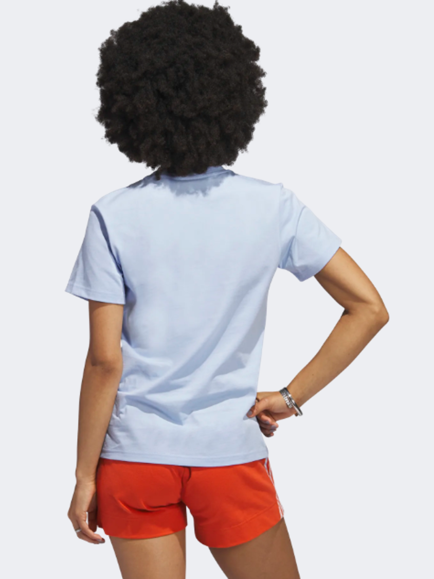 Adidas Animal Print Badge Women Sportswear T-Shirt Blue Dawn