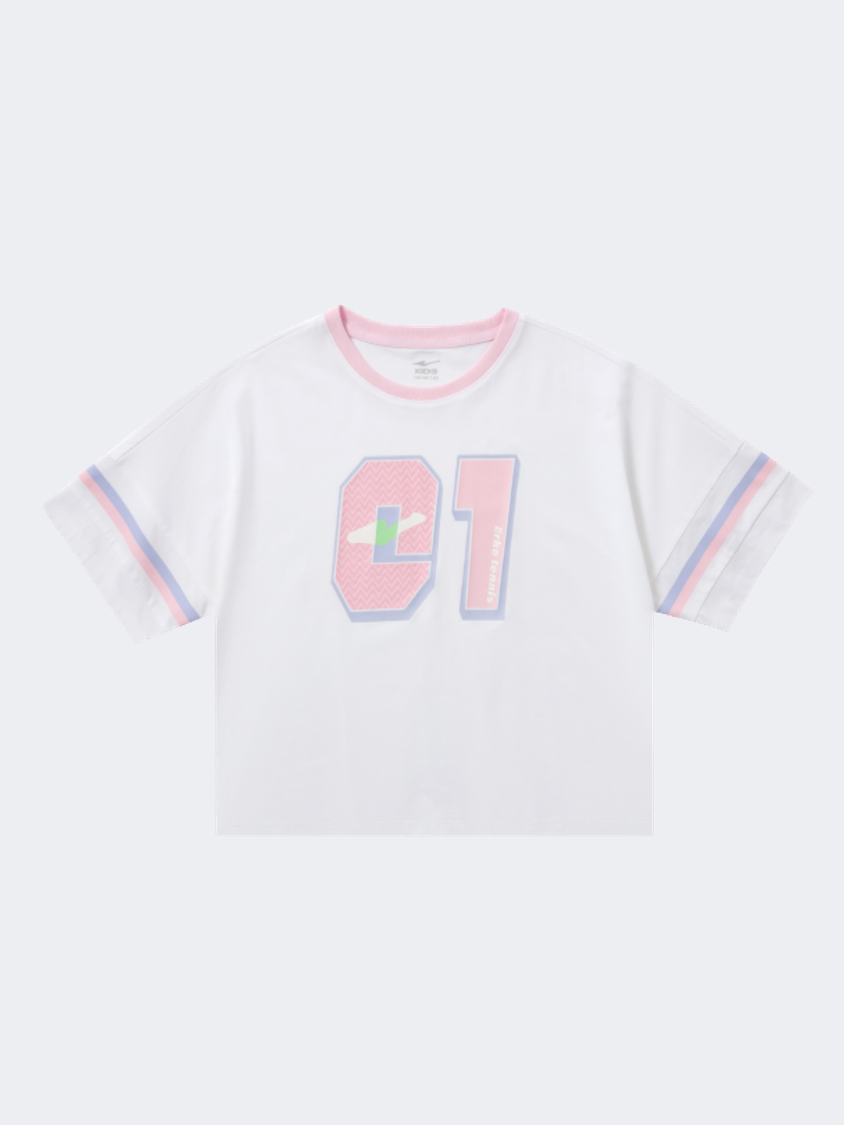 Erke Crew Neck Kids-Girls Lifestyle T-Shirt White