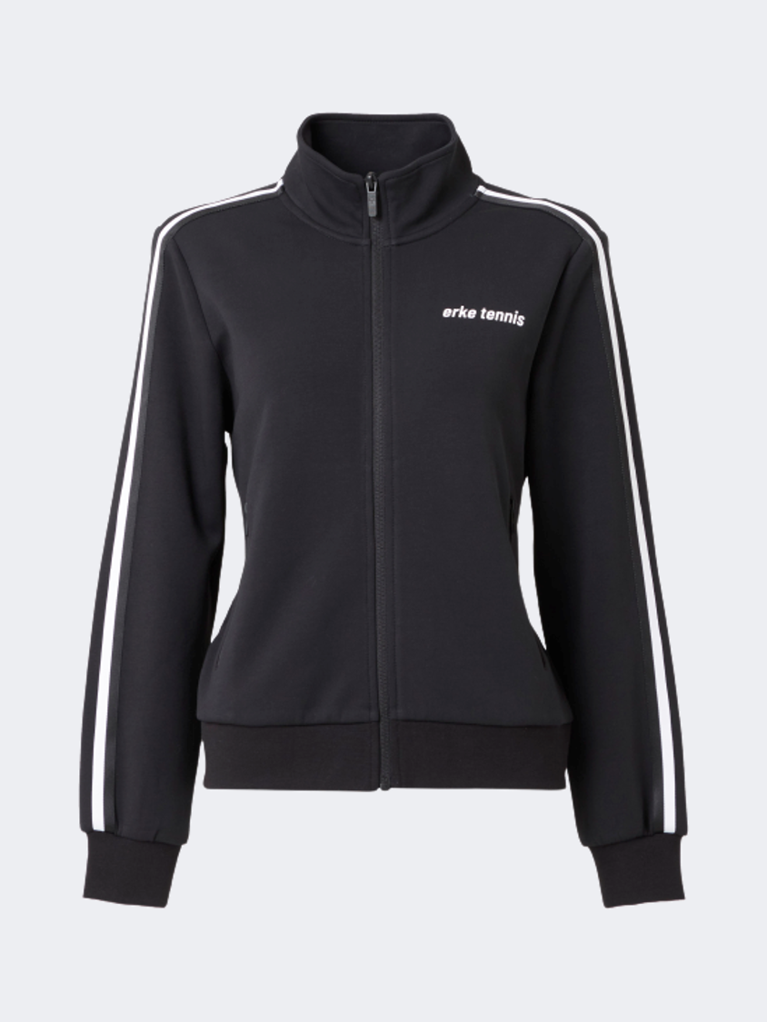 Erke Full Zip Women Tennis Sweatshirt Black
