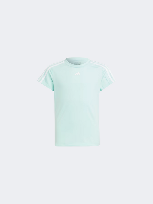 Adidas Essentials 3S Kids-Girls Sportswear T-Shirt Flash Aqua/White