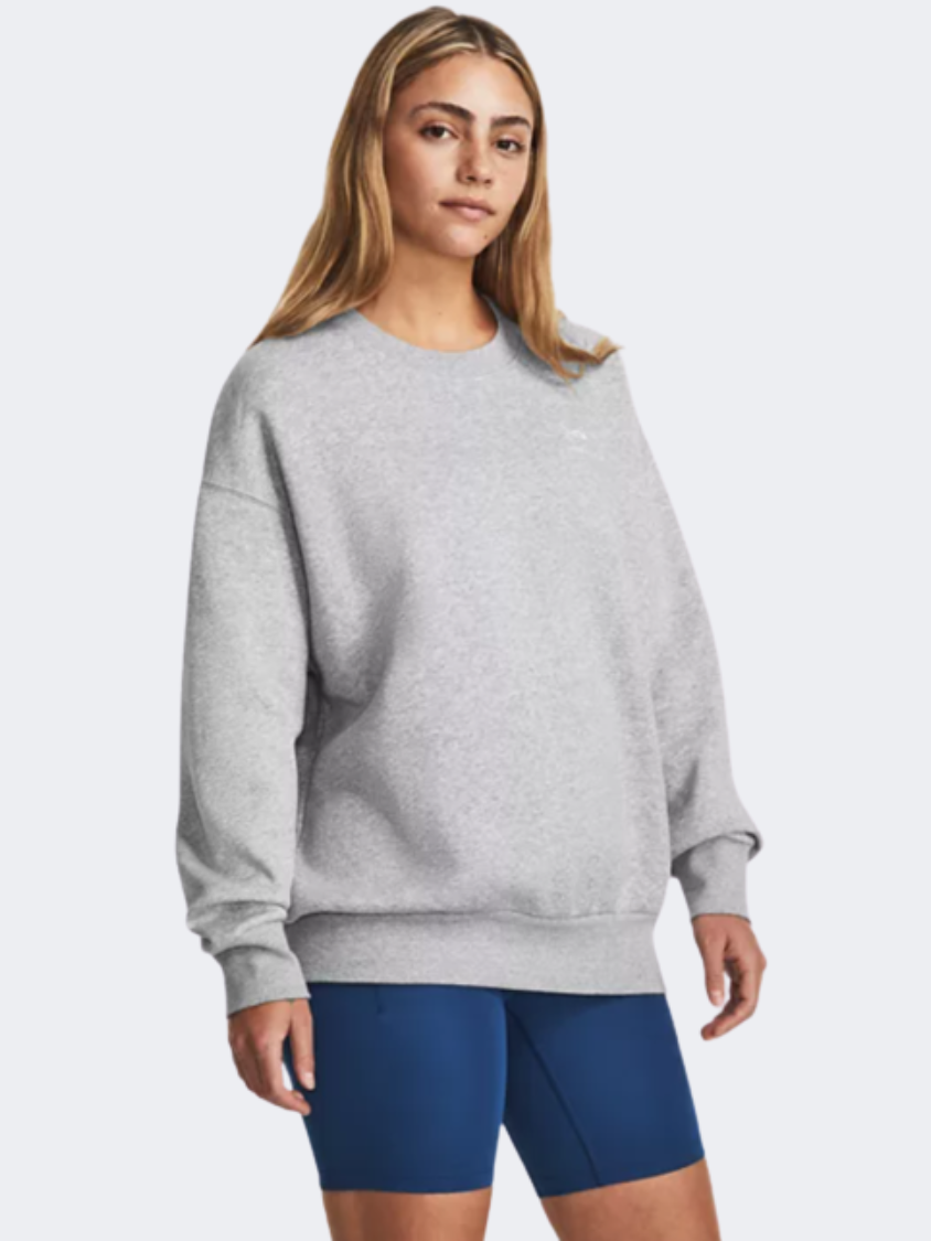 Under Armour Essential Fleece Women Lifestyle Sweatshirt Grey Light/White