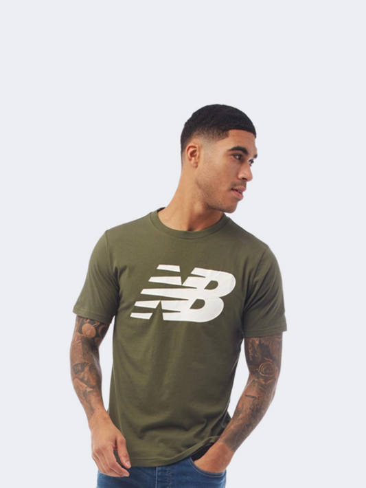 New Balance Tacked Logo Graphic Men Performanc T-Shirt Olive Green