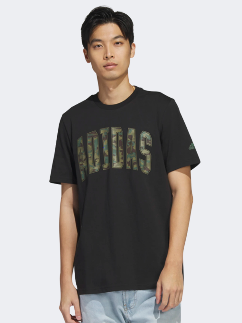 Adidas Sportswear Camo Men Sportswear T-Shirt Black