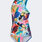 Zoggs Toucan Print Hi Front Crossback Girls Swim Monokini Multicolor