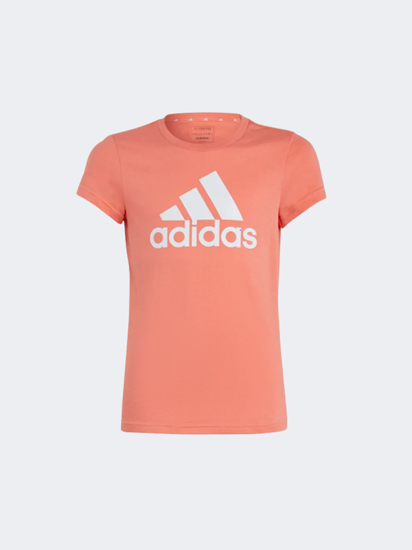 Adidas Essentials Big Logo Girls Sportswear T-Shirt Coral Fusion