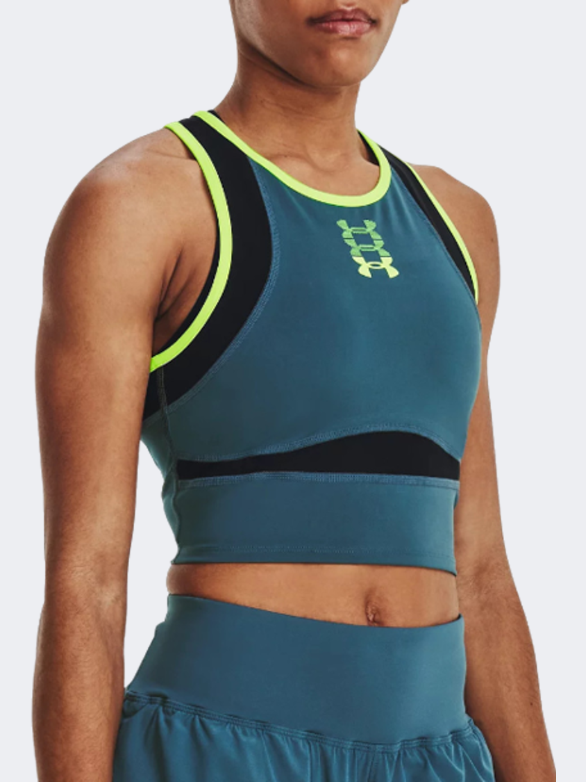 Under Armour Run Anywhere Women Running Tank Blue/ Lime