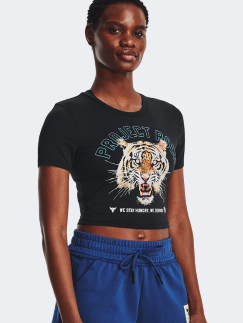 Under Armour Project Rock Stay Hungry Women Training T-Shirt Black/Blue